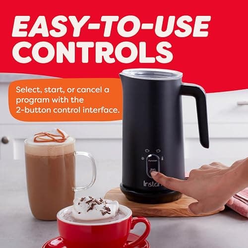 Instant Pot Milk Frother, 4-in-1 Electric Milk Steamer, 10oz/295ml Automatic Hot and Cold Foam Maker and Milk Warmer for Latte, Cappuccinos, Macchiato, From the Makers of Instant 500W, Black thumbnail 4