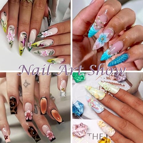 Laza 4pcs 3D Silicone Nail Art Molds Multiple Flower Shapes Nail Molds | Reusable Nail Molds for Nail Art, Good Elasticity, Acrylic 3D Spring Summer Flower Nail Charms Molds with Scraper & Pen thumbnail 8
