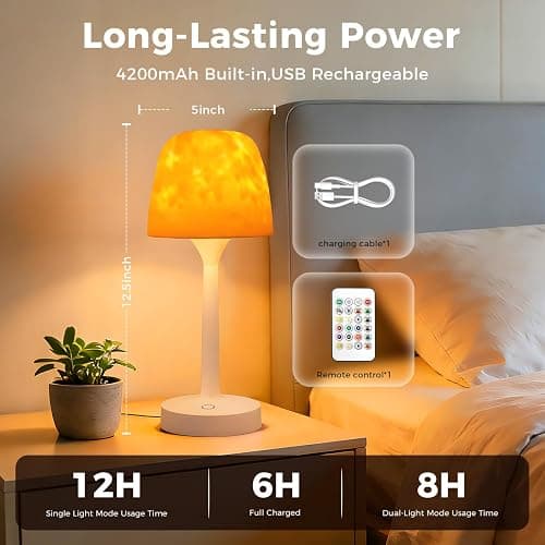 Waterproof Shower Lamp Rechargeable LED Ocean Projector Outdoor Table Lamps | 16 Color Ocean Wave Projection, Remote & Touch Control, USB-C Rechargeable, Bathroom Bedroom Spa Outdoor Table Lamps thumbnail 7