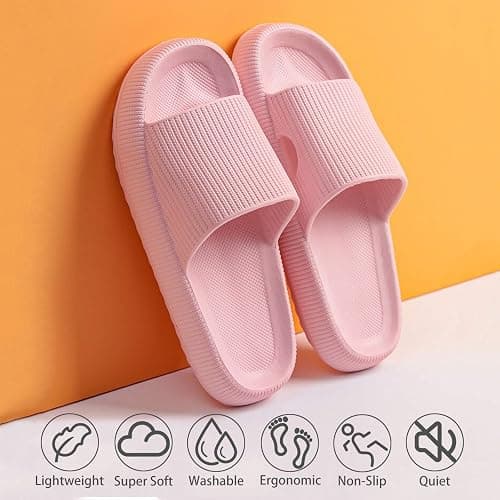 rosyclo Cloud Slippers for Women and Men, Pillow House Slippers Shower Shoes Indoor Slides Bathroom Sandals, Ultimate Comfort, Lightweight, Thick Sole, Non-Slip, Easy to Clean thumbnail 2