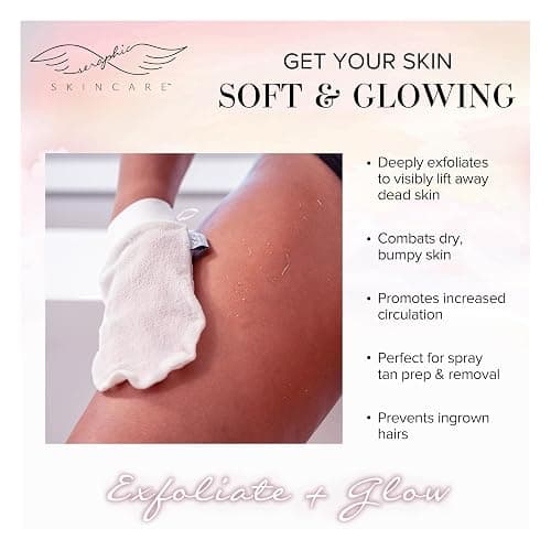 Seraphic Skincare (Original) Divine Glow Exfoliating Mitt (2pcs) – 100% Vegan Viscose Traditional Body Scrub Glove Kessa Korean Washcloth – Body Exfoliator for Self-Tan Removal & Keratosis Pilaris thumbnail 5