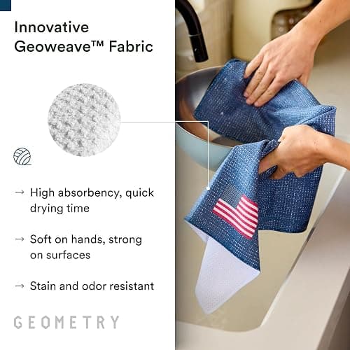 GEOMETRY Tea Towels – Patriotic Collection – Quick-Dry, Ultra-Absorbent, Reusable Microfiber Kitchen Towels for Drying & Cleaning - Old Glory - 2 Pack thumbnail 5