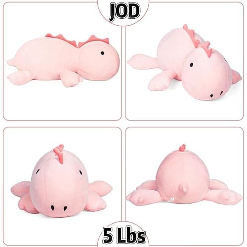 JOD® Weighted Dinosaur Stuffed Animals, Dinosaur Weighted 5 lbs, 26" Large Weighted Plush Animal, Cute Plush Toy Pillow, Soft Dino Plushie Gifts for Adults, Boys & Girls (66 CM Pink) thumbnail 5