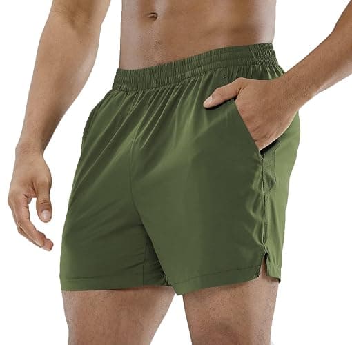 MIER Men's Workout Running Shorts Quick Dry Active 5 Inches Shorts with Pockets, Lightweight, Breathable - Image 1