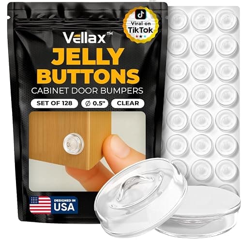 128 Self Adhesive Cabinet Door Bumpers – Sticky Clear Silicone Rubber Pads for Furniture Drawers, Kitchen Cabinets, Decor, Wall Protection – Vellax - Image 1
