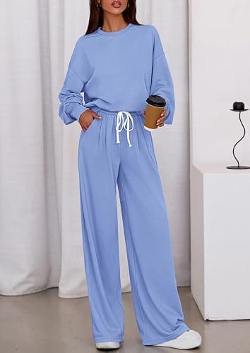 PRETTYGARDEN Womens 2 Piece Sets Long Sleeve Sweatshirt Wide Leg Pants Loose Matching Lounge Set Trendy Fall Outfits thumbnail 6
