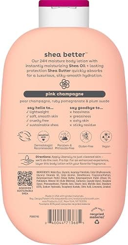 eos Shea Better Body Lotion Pink Champagne, 24-Hour Moisture Skin Care, Lightweight & Non-Greasy, Natural Shea, Vegan, 16 fl oz thumbnail 11