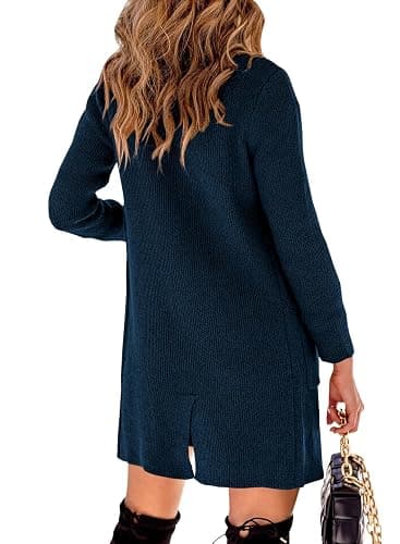 Danedvi Women Open Front Lapel Collar Cardigan Button Down Long Sweaters Cardigan Solid Outerwear Coats thumbnail 4