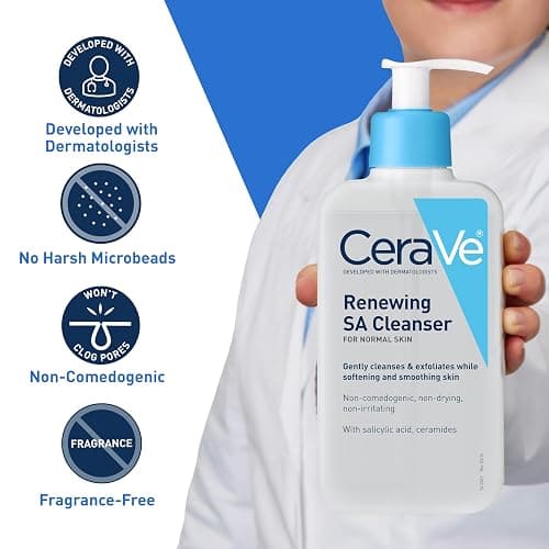CeraVe Renewing Salicylic Acid Cleanser, Formulated With Hyaluronic Acid, Niacinamide, & Ceramides, Gentle BHA Exfoliating Face Wash Smooths & Softens Skin, Non Comedogenic & Fragrance Free, 16 Ounce thumbnail 3