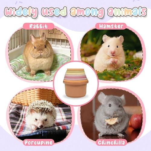 starfa lab 8 Pcs Stacking Cups for Small Animal Toys,Nesting Rabbit Toys of Different Sizes,Safe Plastic Colorful Nesting Toys for Bunny Guinea Pig Hiding Food and Playing (Purple) thumbnail 6