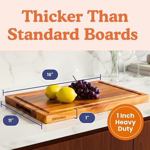 Non Toxic Wood Cutting Board - Conditioned with Natural Beeswax Flaxseed & Lemon Oil - Free of Mineral Oil - Made of FSC Certified Acacia Wood - 16" x 11" Thick Cutting Board by Ziruma thumbnail 8
