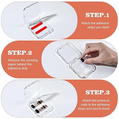 Aemygo 48 Sets Press On Nail Storage Box, Clear Artificial Nail Display Case Acrylic Nail Boxes Press On Nail Packaging Box, Adhesive Double Sided Tape Nail Box for Nail Salon thumbnail 7