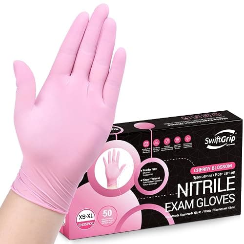 SwiftGrip Nitrile Disposable Gloves - Medical Exam Gloves, Latex-Free, Pink, Powder-Free, 50-ct Box (Small) - Image 1
