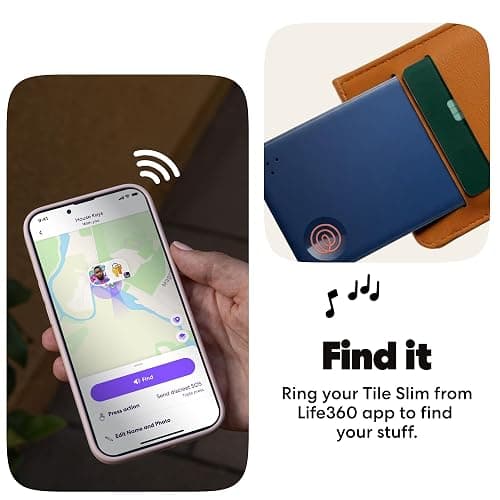 Life360 Tile Slim - Wallet Finder, Bluetooth Tracker and Item Locator for Luggage Tags, Passports and More. Both iOS and Android Compatible. Phone Finder. 1-Pack (Navy Blaze) thumbnail 4