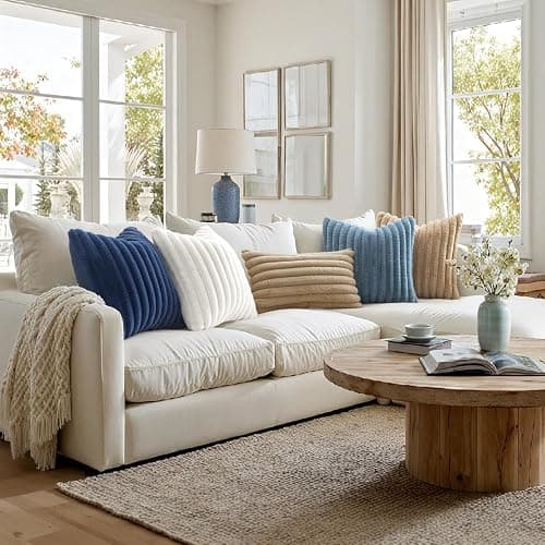 MIULEE Faux Fur Lumbar Christmas Decorative Throw Pillow Covers 12x20 Inch Set of 2, Modern Spring Home Decor Soft Plush Couch Pillows Cozy Fluffy Cushion Covers for Sofa Bed White thumbnail 4