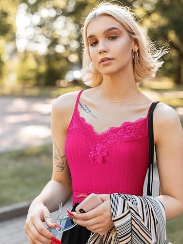 6 Pack Fairy Grunge Y2K Tops, Lace Patchwork Crop Tops Ribbed Knitted Cropped Cami Tank Top Y2K Clothing for Women Girls thumbnail 2