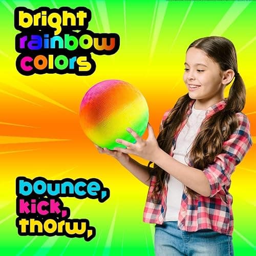 PlayBolt Rainbow Playground Ball - 8.5Inch (Pack of 1) Rubber Bouncy Inflatable Balls for Kids and Adults, Indoor and Outdoor Games, Kickball, Dodgeball, Four Square, and More thumbnail 2