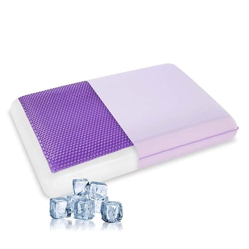 Cooling Pillow for Sleeping, Gel Memory Foam Pillow with Reversible Cover, Neck Support for Side, Back and Stomach Sleepers, Removable & Machine Washable Cover, Bed Pillows for Hot Sleepers, Purple - Image 1