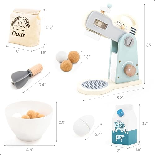 UMU® Wooden Mixer Play Set – 10 Pcs Kids Baking Toy with Mixing Bowl Whisk Ingredients & More – Pretend Kitchen Play Food Set for Little Chefs Ages 3 4 5 thumbnail 2