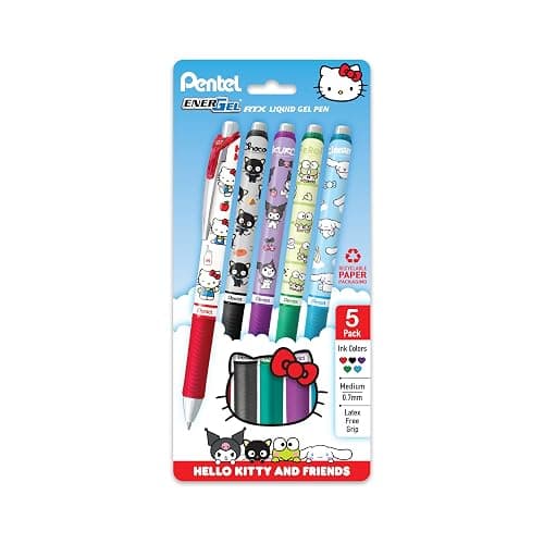 Pentel EnerGel RTX Liquid Gel Pen, Hello Kitty® and Friends, Limited Edition, Mix 1, 0.7mm, Med Line, Assorted Ink, 5-Pk (BL77HKPF5M) - Image 1
