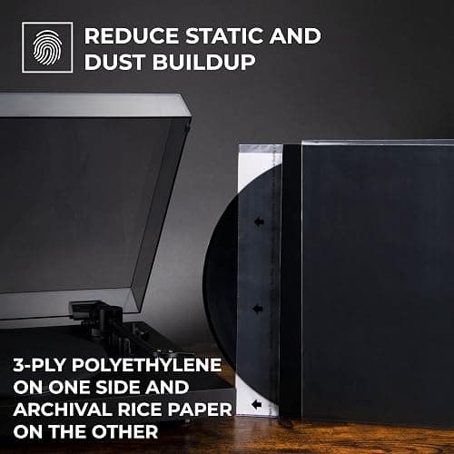 BIG FUDGE Premium Master Vinyl Record Sleeves - 12 inch x 50pcs - Archival Anti Static Rice Paper Inner Sleeves - Clear 3 Layer LP Covers - Protective Plastic Cover for Records thumbnail 4