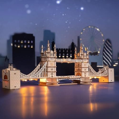 Rolife 3D Wooden Puzzles DIY London Tower Bridge Craft Model Kits for Adults to Build Birthday Gfit for Friends and Family thumbnail 7