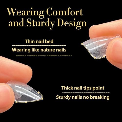 UNA GELLA Short Almond Gel Nail Tips, 600 Pcs Pre-Filed Short Nail Tips Almond Shape Half Matte Press On Nails 12 Sizes Full Cover Clear Fake Nails for Extension Home DIY Salon with Box - Shot Almond thumbnail 4
