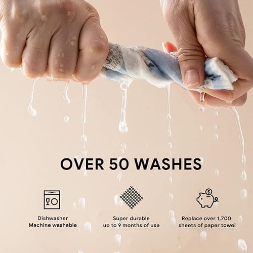 RECYCO Swedish Dishcloths for Kitchen | 6 Pack Farmhouse Friends Washable Dish Rags | Cellulose Reusable Cleaning Paper Towels | Absorbent Counter Dish Cloth Sponge Kitchen Wipes, 8" L x 7" W thumbnail 6