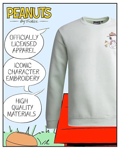 Peanuts Men's Snoopy Sweatshirt - Chest & Back Fleece Pullover Crewneck Graphic Sweatshirt - Long Sleeve Shirts for Men S-XL thumbnail 2