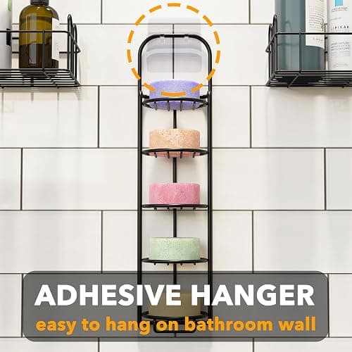 SpaceAid 5 Tier Shampoo Bar Holder for Shower, Self Draining Soap Bar Holders Caddy for Bathroom Wall and Kitchen Sink, Shampoo Bar Dish Rack, Stainless Steel Bar Soap Holder (Black) thumbnail 3