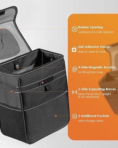 HOTOR Car Trash Can - Leak-Proof Car Organizer and Storage Bag for The Back/Front/Console of Any Cars,Sedans, SUVs & Trucks Easy-to-Install Car Accessory Interior thumbnail 4