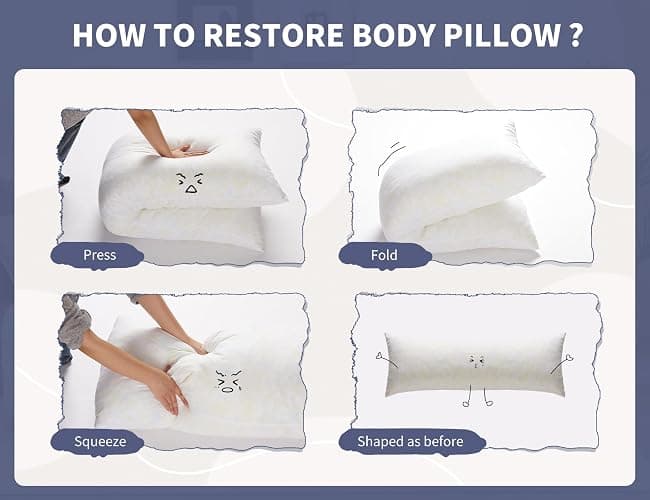 WSOFRLAC Fluffy Full Body Pillow, Long Pillow for Sleeping,Blue 20x54 | Large pillow, Removable Cover and Filling with Memory Foam for Sleeping Side Sleeper & Pregnancy Pillows, Machine Washable thumbnail 8
