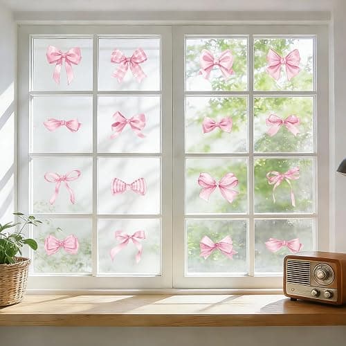 8Sheets 60Pcs Pink Bow Wall Stickers and Decals，Bow Wall Decor for Girls Room Coquette Decor Bow Wallpaper Peel and Stick for Kindergarten Nursery Bedroom thumbnail 6