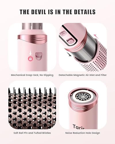 Tqcir 8-in-1 Professional Hot Air Styler&Hair Dryer Brush, Powerful Multi-Styler with Auto-Wrap Curler with Storage Case, Fast Drying Curling Straightening Volumizing Without Heat Damage(Pink) thumbnail 7