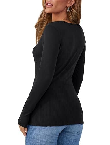 SAMPEEL Womens Long Sleeve Henley Shirts Slim Fit Tops 2025 Casual Fashion Outfits Basic Trendy T-Shirts Soft Clothing thumbnail 5