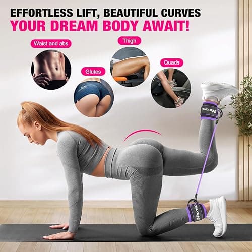 HOXWC Ankle Resistance Bands with Cuffs, Ankle Bands for Working Out, Ankle Resistance Band for Leg, Booty Workout Equipment for Kickbacks Hip Fitness Training, Exercise Bands for Butt Lift Women thumbnail 2