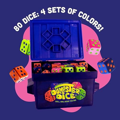 Big Discoveries Dumpster Dice - Fast-Paced Family Dice Game | Fun 4-Player Board and Dice Game with Dumpster, 80 Dice, and Graffiti Stickers | Perfect for Travel, Parties, and Game Night thumbnail 3