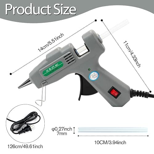 SHJADE Hot Glue Gun with 30 Glue Sticks, 20W Mini Hot Melt Gun Kit(Grey) | Fast Preheating, Ideal for School Crafts, DIY Arts, and Quick Home Repairs, Compact, Suitable for 0.27" Glue Sticks thumbnail 3