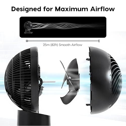 IRIS USA WOOZOO Air Circulator Fan with Remote, Oscillating Table Fan, 8 Speeds, 82ft Max Air Distance, 65° Tilt, Ultra Quiet DC Motor, Small Desk Fan for Bedroom, Office, Dorm, Black thumbnail 8