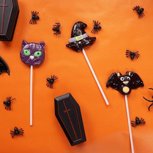 Individually Wrapped Halloween Suckers, Cat, Bat, and Witch Hat Lollipops, Trick or Treat Pass Out Candies, 24 Count thumbnail 4
