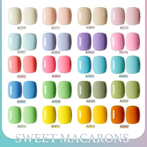 GAOY 23 Pcs Gel Nail Polish Kit, Pastel Macaron Colors Bright Pink Green Yellow Blue Popular Colors UV Gel Nail Polish Set with Glossy & Matte Top Coat and Base Coat for Nail Art DIY Gel Nail Kit thumbnail 6