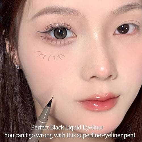 Black Liquid Eyeliner, Liquid Eye Liner Waterproof And Smudge Proof Eyeliner Makeup, High-Pigmented Liquid Eyeliner Pen For Women Long-Lasting Wear, Felt Tip, Smooth, Quick Drying, Lightweight thumbnail 4
