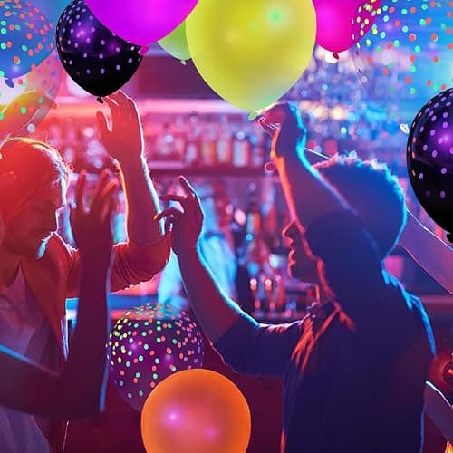 LovesTown 12 Inch Neon Balloons, 66PCS Glow in the Dark Latex Balloons with Small Dots for Birthday Wedding Fluorescent Party Decoration - Polka Dot thumbnail 2