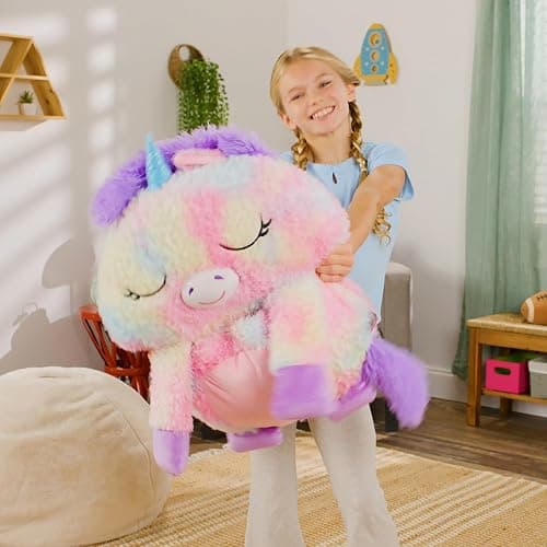 Happy Nappers 2-in-1 Pillow & Sleepy Sack Dreamy the Unicorn 54x20 Medium | Plush animal opens into a cozy sleeping bag for kids age 3+. 54 x 20 inch soft play character for travel and sleepovers thumbnail 5