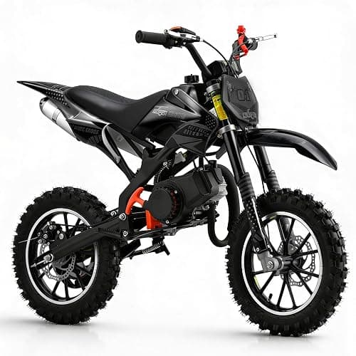 50cc Kids Dirt Bike, 2-Stroke Gas Powered Mini Motorcycle Up to 40MPH, Off-Road Dirt Bike for Kids 8-14 with Front Rear Disc Brakes, Double Shock Absorption (Black) - Image 1