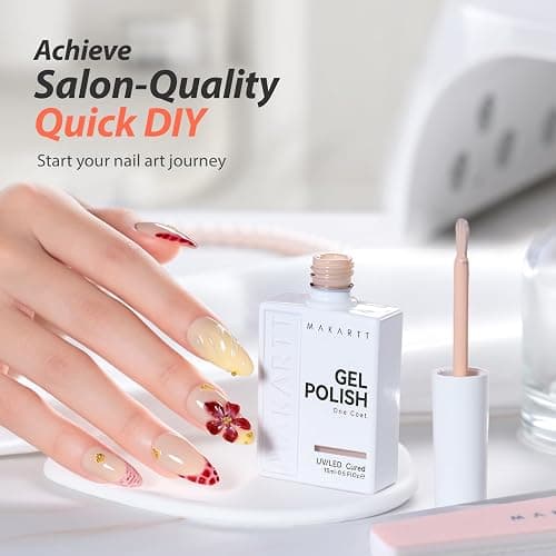 Makartt Ultra-Pigmented Gel Nail Polish Nude 15ml, One N'Done Nude Gel Polish One-Coat High-Gloss Ceramic Shine, Salon-Grade UV Nail Art Manicure DIY Salon Home - Barely There thumbnail 2