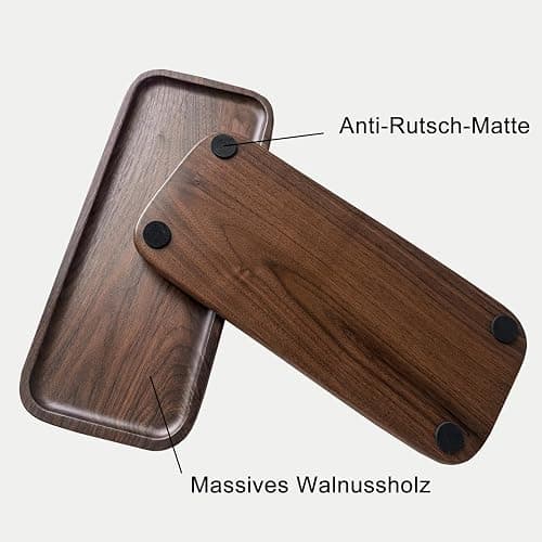 muso wood Petit plateau de service en bois de noyer - Rectangulaire - 30 x 13 cm - Plateau de service thumbnail 7