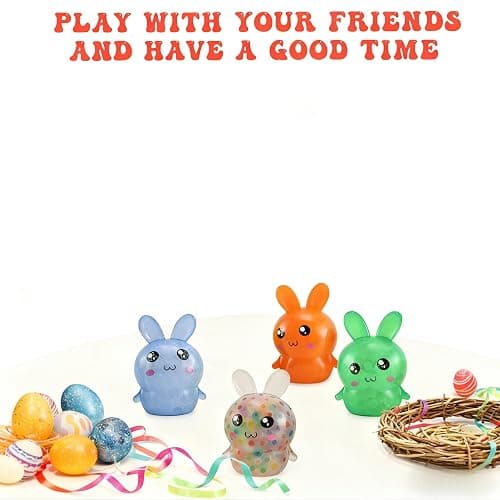 Easter Basket Stuffers,Easter Basket Essentials,4pcs Squishy Easter Bunny Stress Balls for Adults,Easter Stress Relief Fidget Balls,Easter Party Favors Easter Basket Ideas Gifts thumbnail 7