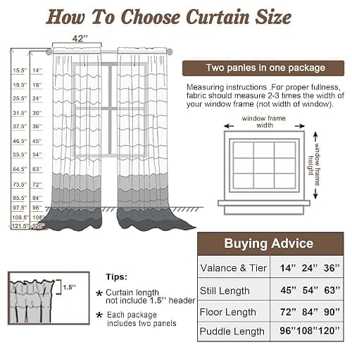Chyhomenyc Ivory Sheer Curtains 96 Inch Length 2 Panels Set, Elegant Light Filtering Voile Window Treatment Drapes for Living Room Bedroom, 42W x 96L Inches, Set of 2, Ivory thumbnail 3