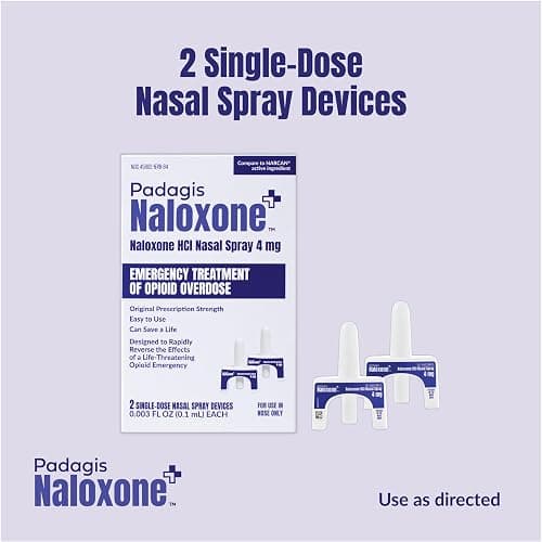 Padagis Naloxone HCI Nasal Spray, 4 mg – Emergency Treatment for Opioid Overdose - Rapid-Response Opioid Overdose Reversal, 2 Dose Single Use Nasal Spray thumbnail 4